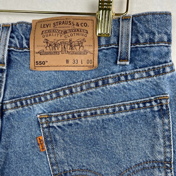 Vintage Levi's 550 Jean Short Cut Offs Orange Tab w/ Bleach Dyed Hem Women's 33 - Picture 3 of 9